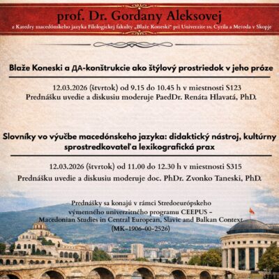 Pozvánka na prednášku prof. Dr. Gordany Aleksovej